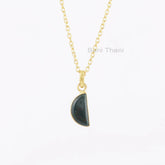 Bloodstone Necklace - Handmade Pendant Necklace - 925 Silver - 7x14mm Halfmoon - Wholesale Jewelry - Jewelry For Niece - Gift For Teen